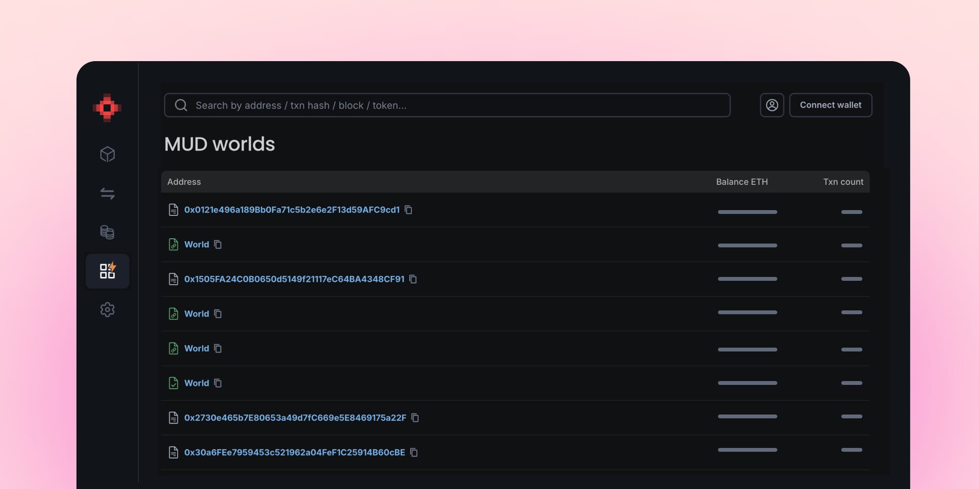 MUD blockchain game engine interface