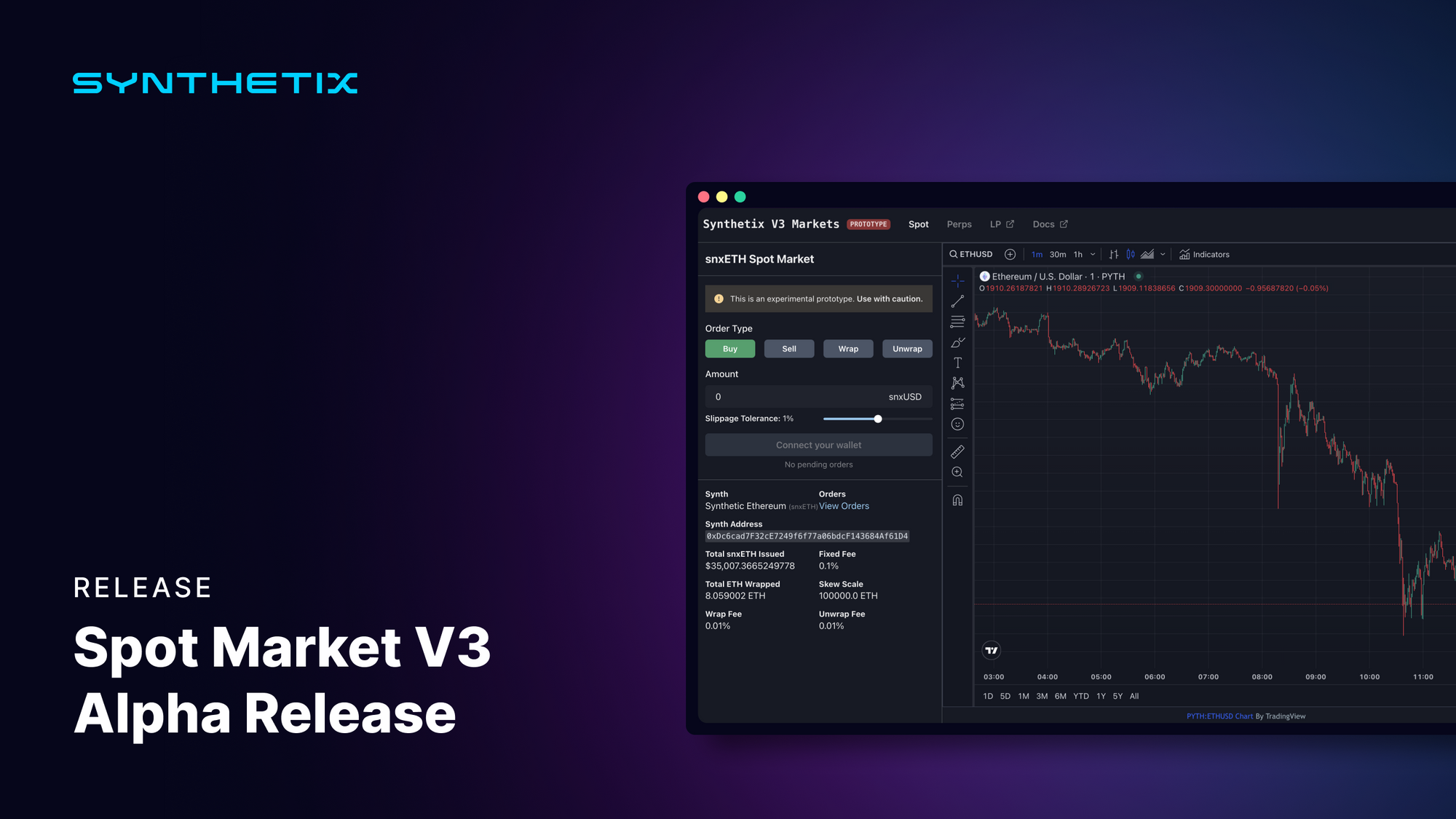Synthetix Perps V3 trading interface