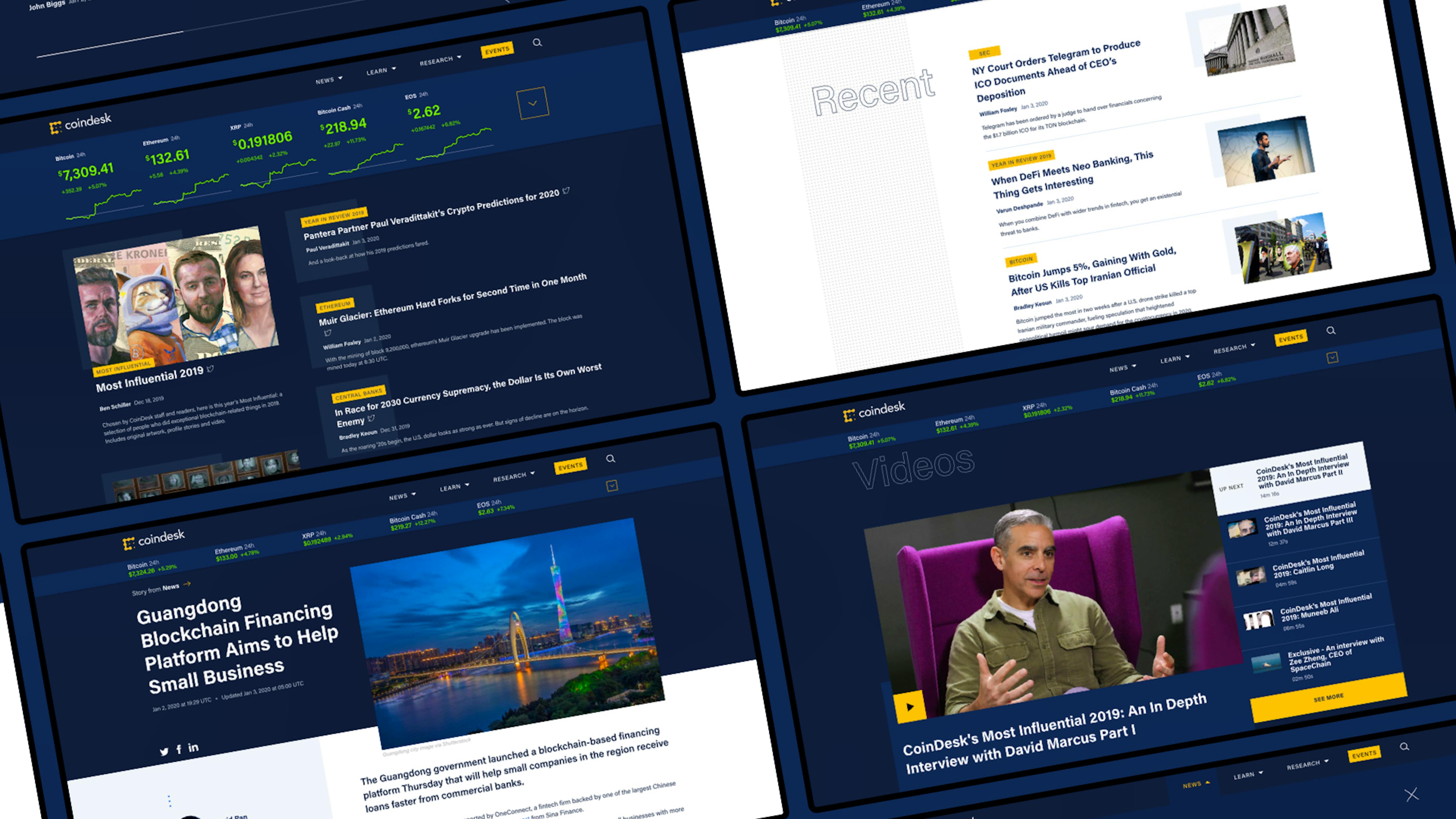 CoinDesk news website homepage