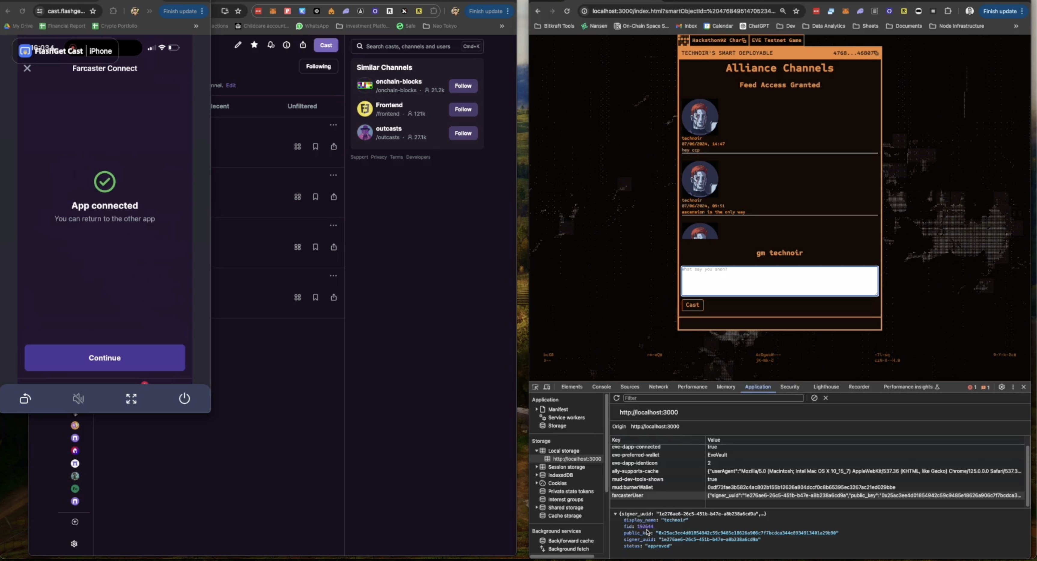 Farcaster and Base SocialFi quest completion interface