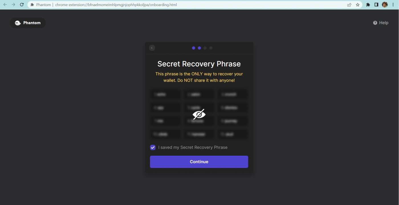Phantom Wallet privacy settings screenshot