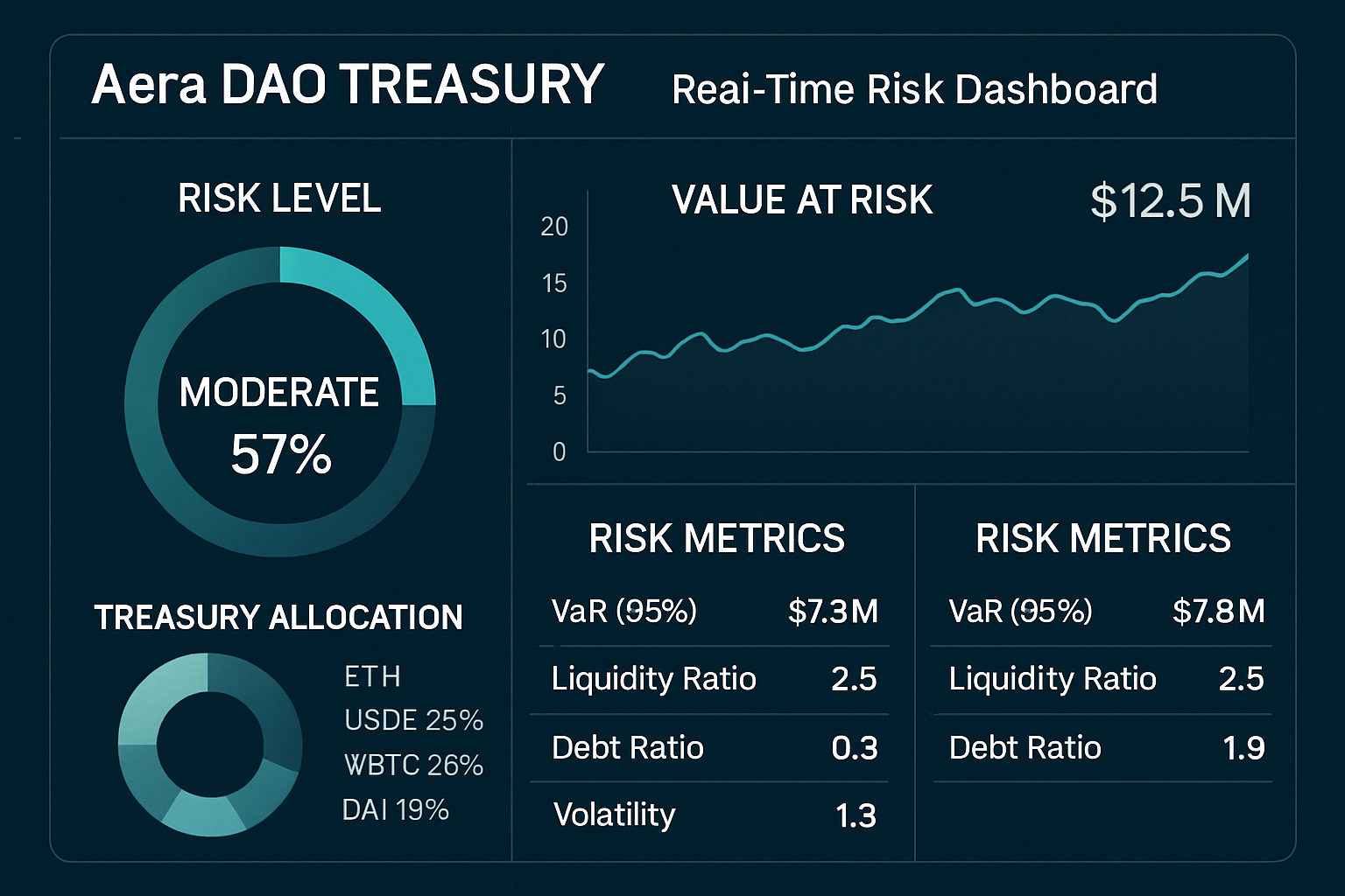 Aera DAO treasury real-time risk dashboard