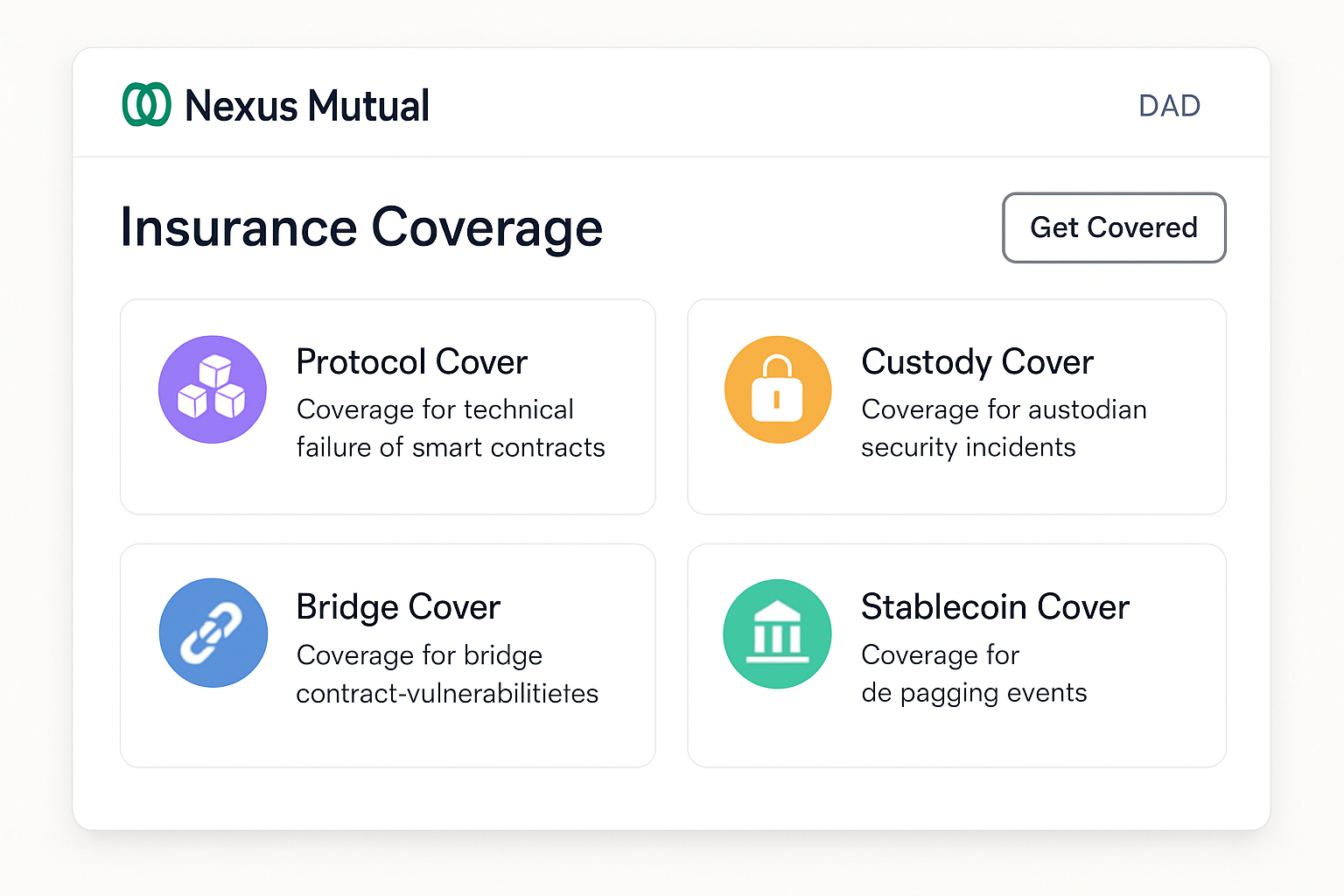 Nexus Mutual DAO insurance coverage interface