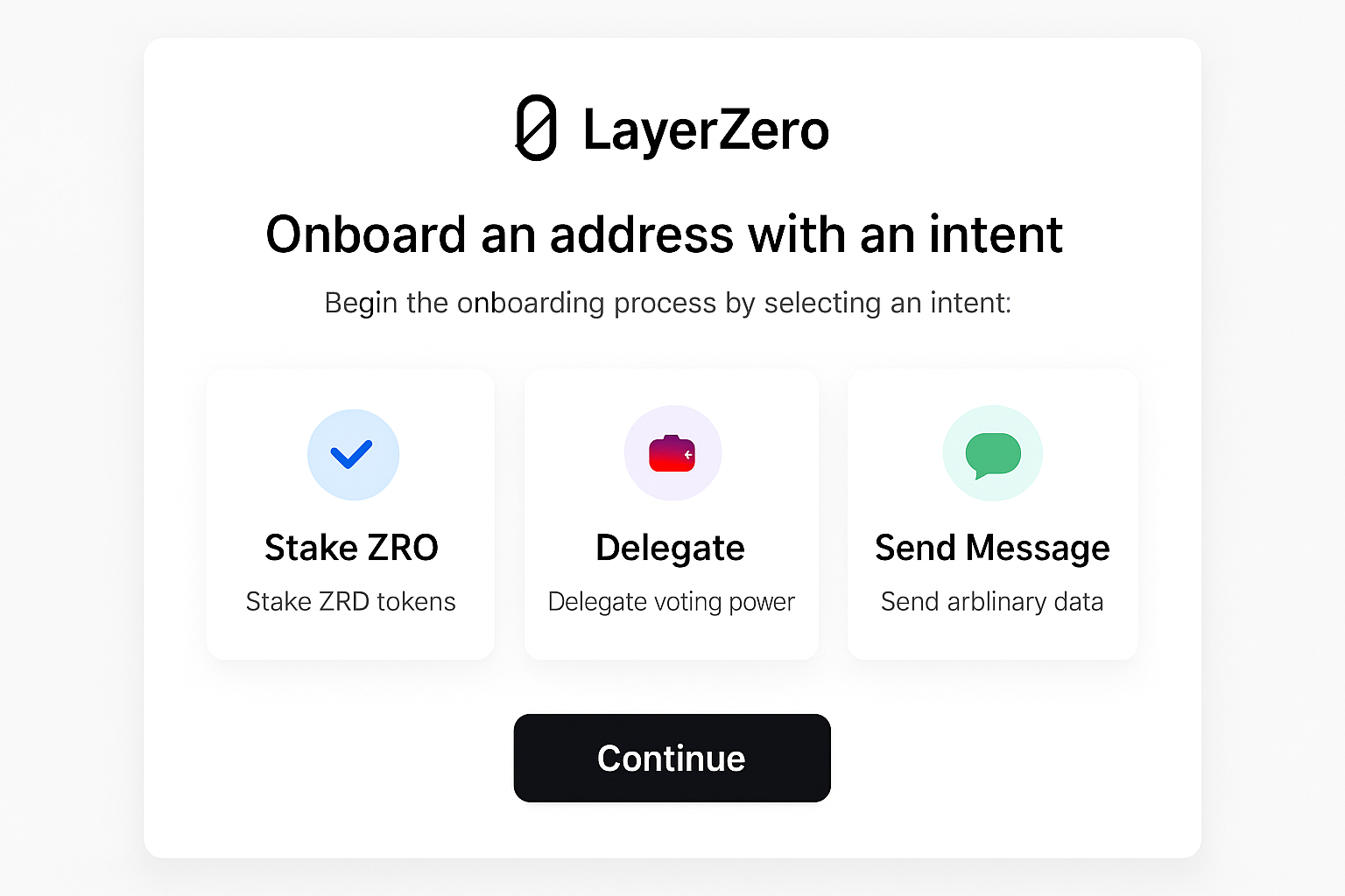LayerZero intent-based onboarding UX