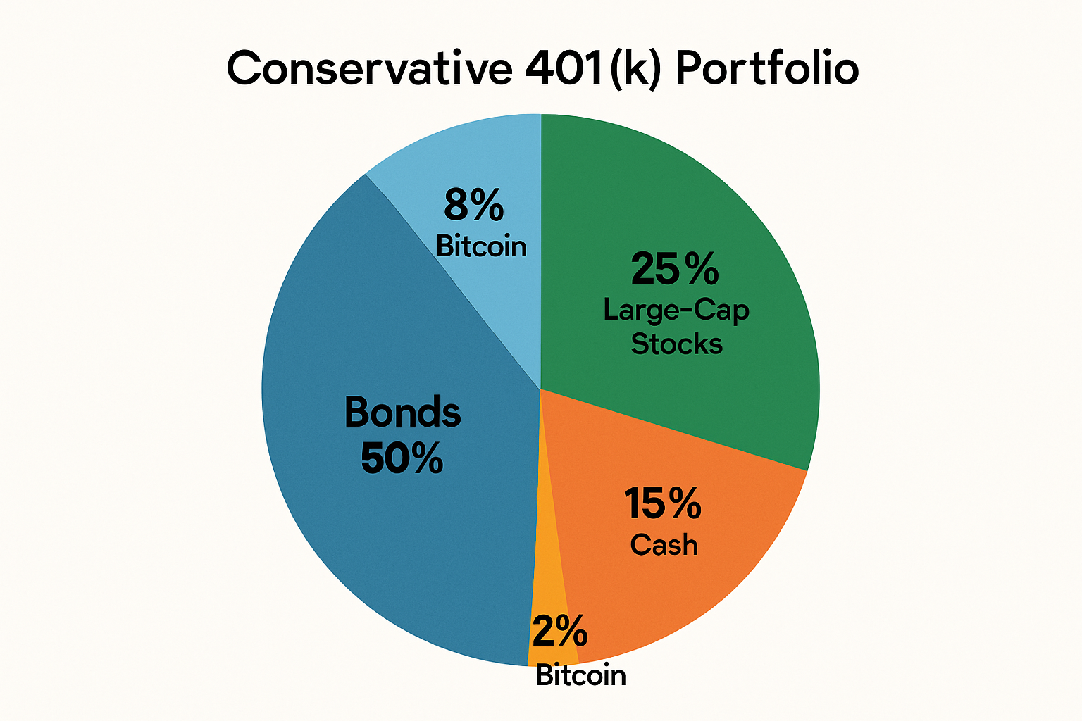 conservative 401k portfolio pie chart bitcoin 2%
