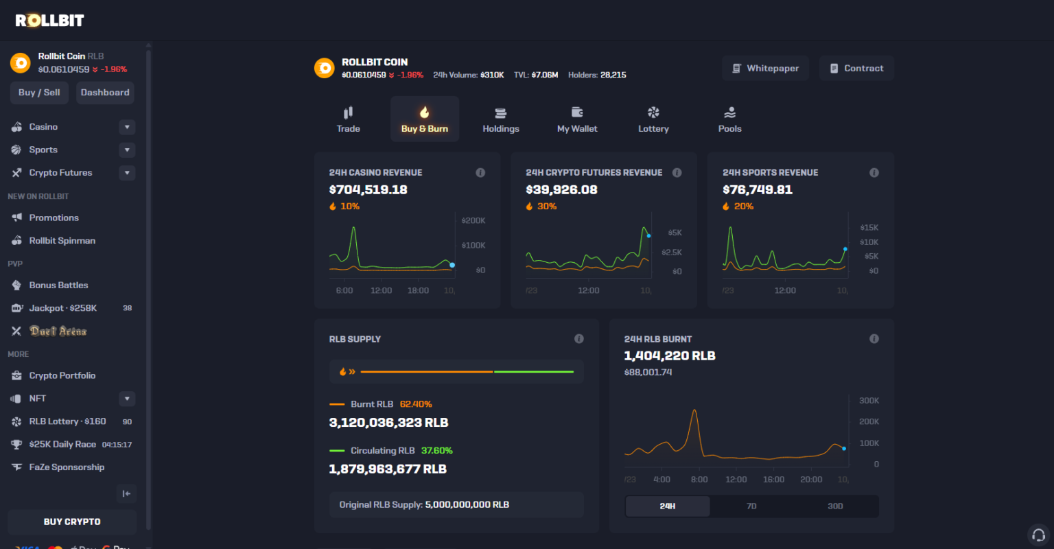 Rollbit esports betting site screenshot