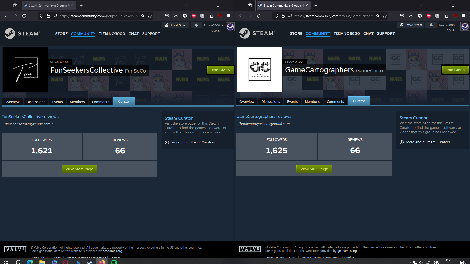 Steam search filtered by user reviews and follower count