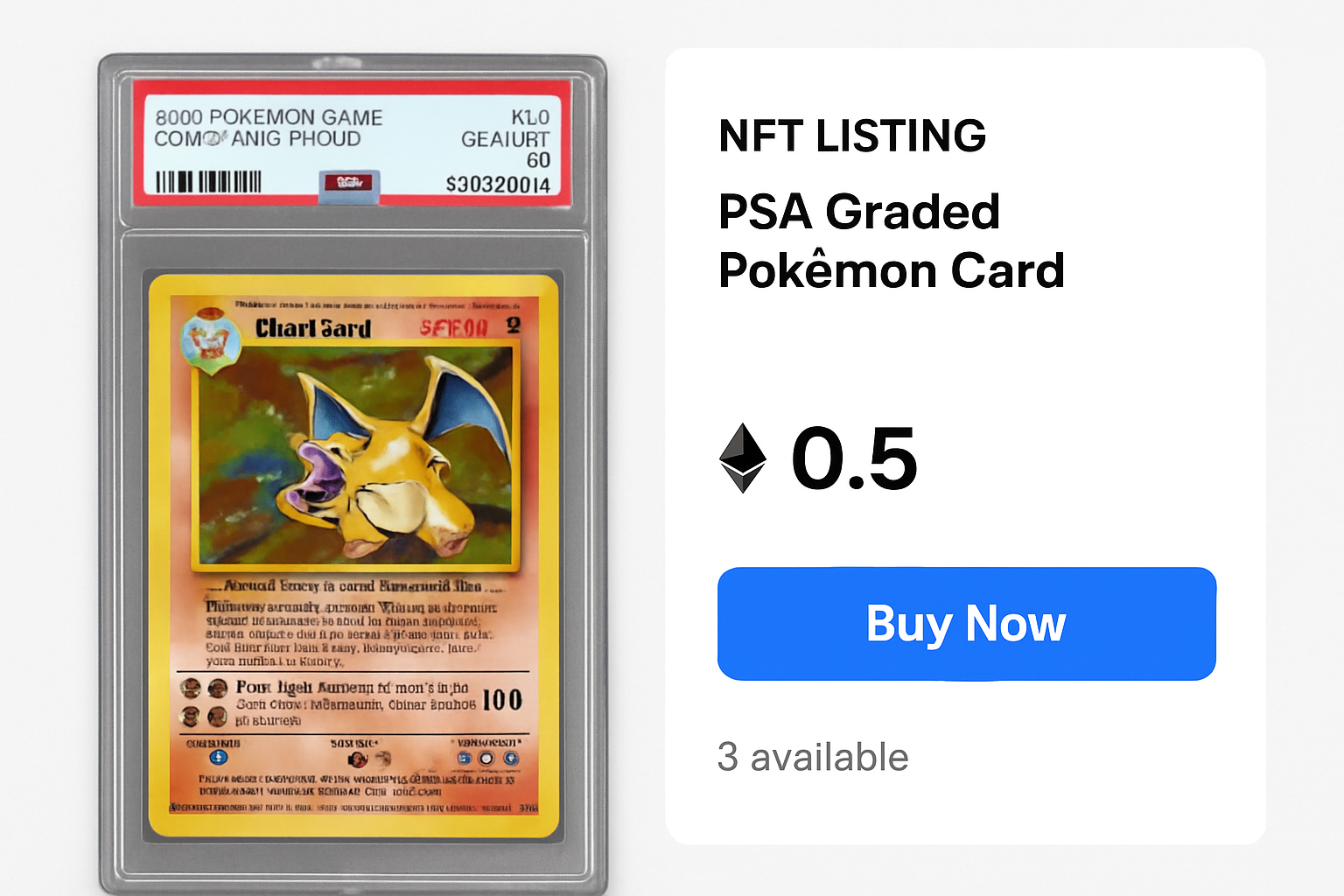 PSA graded Pokémon card NFT listing