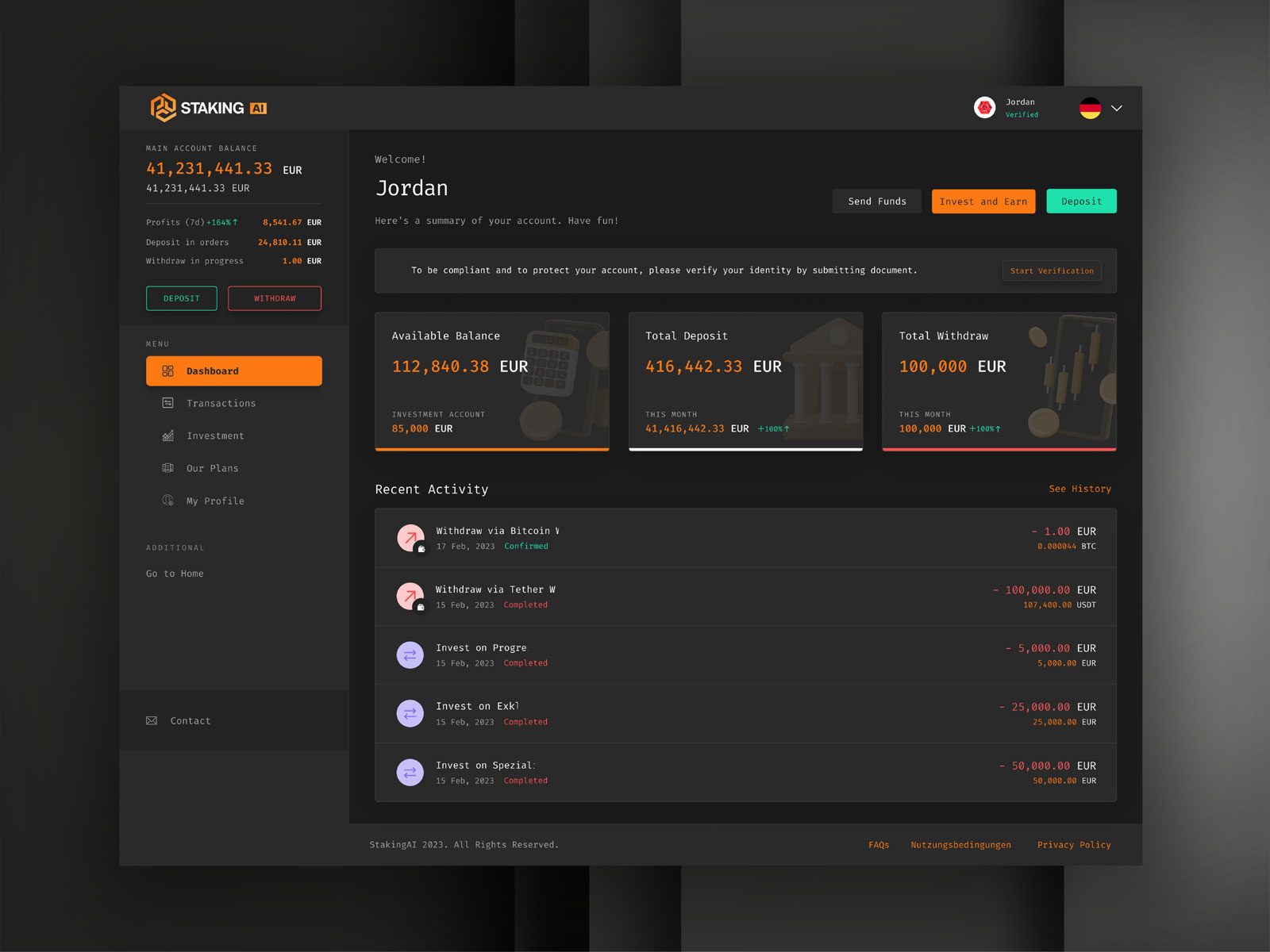 crypto staking dashboard screenshot