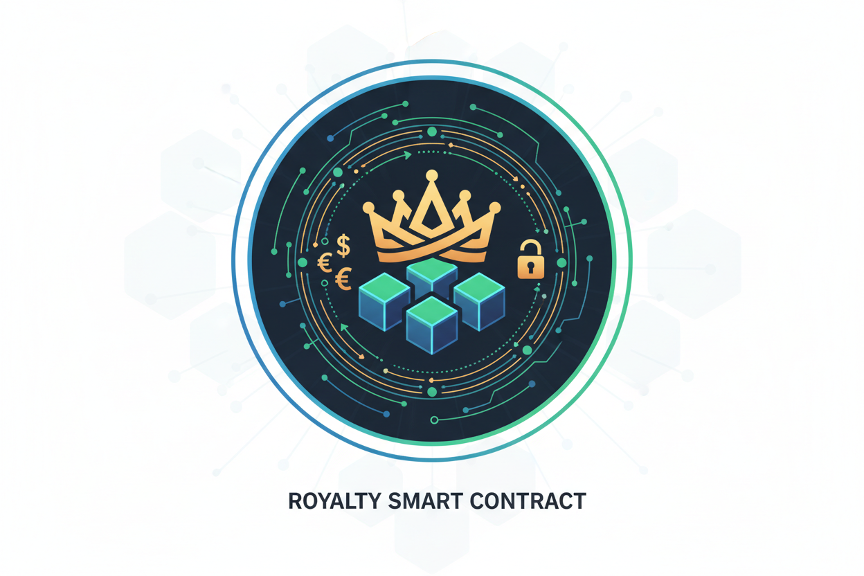 blockchain royalties smart contract icon