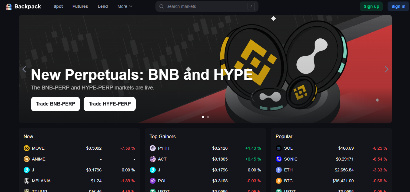 Backpack Exchange real user engagement rewards