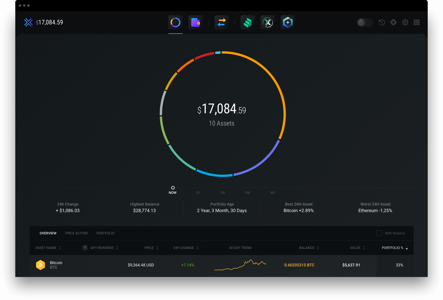 Exodus crypto wallet app interface