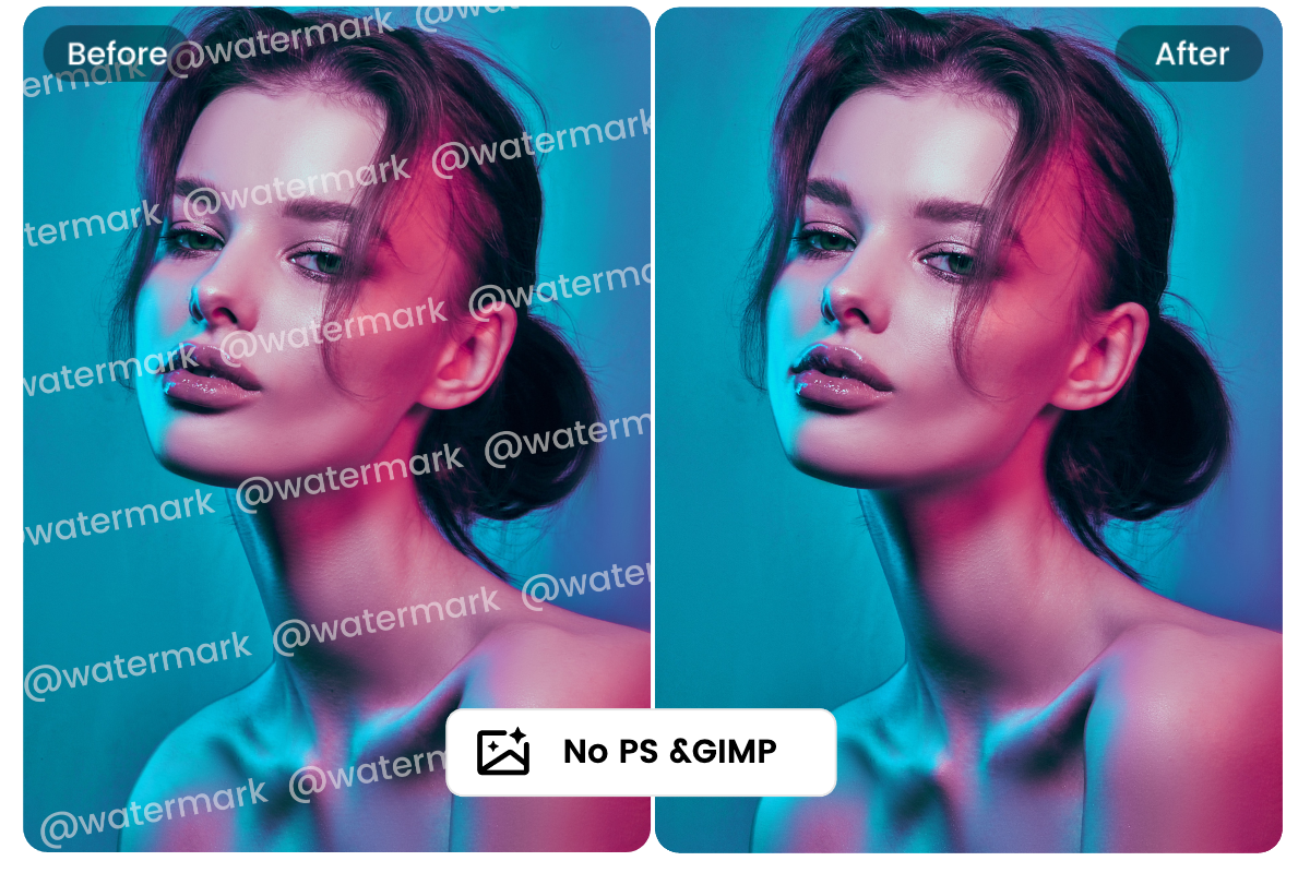 AI watermark cropping removal illustration