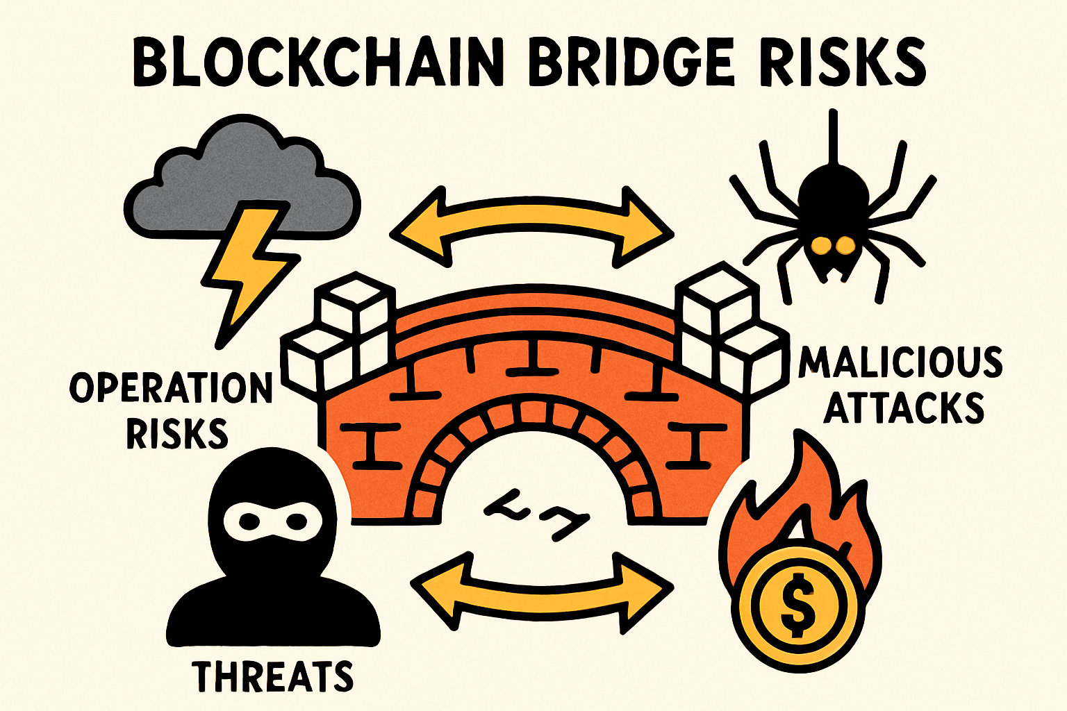 Blockchain bridge risks illustration