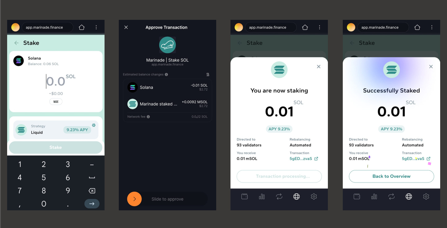 Marinade Finance Solana mobile staking app