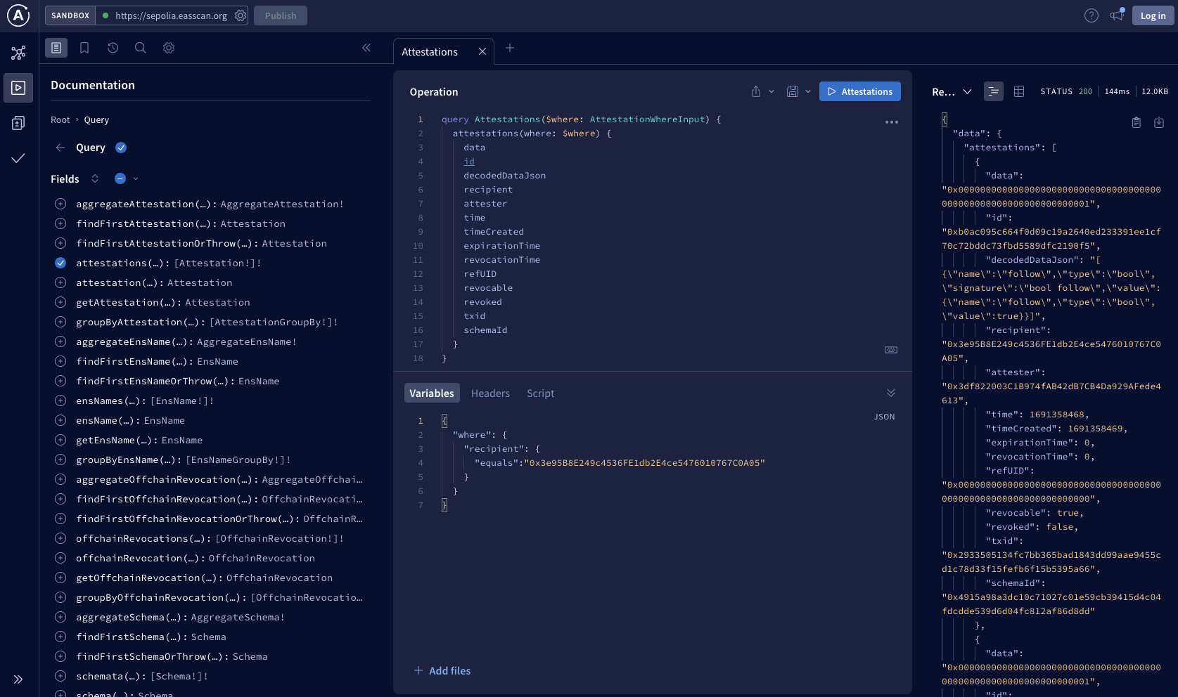 Ethereum Attestation Service schema interface