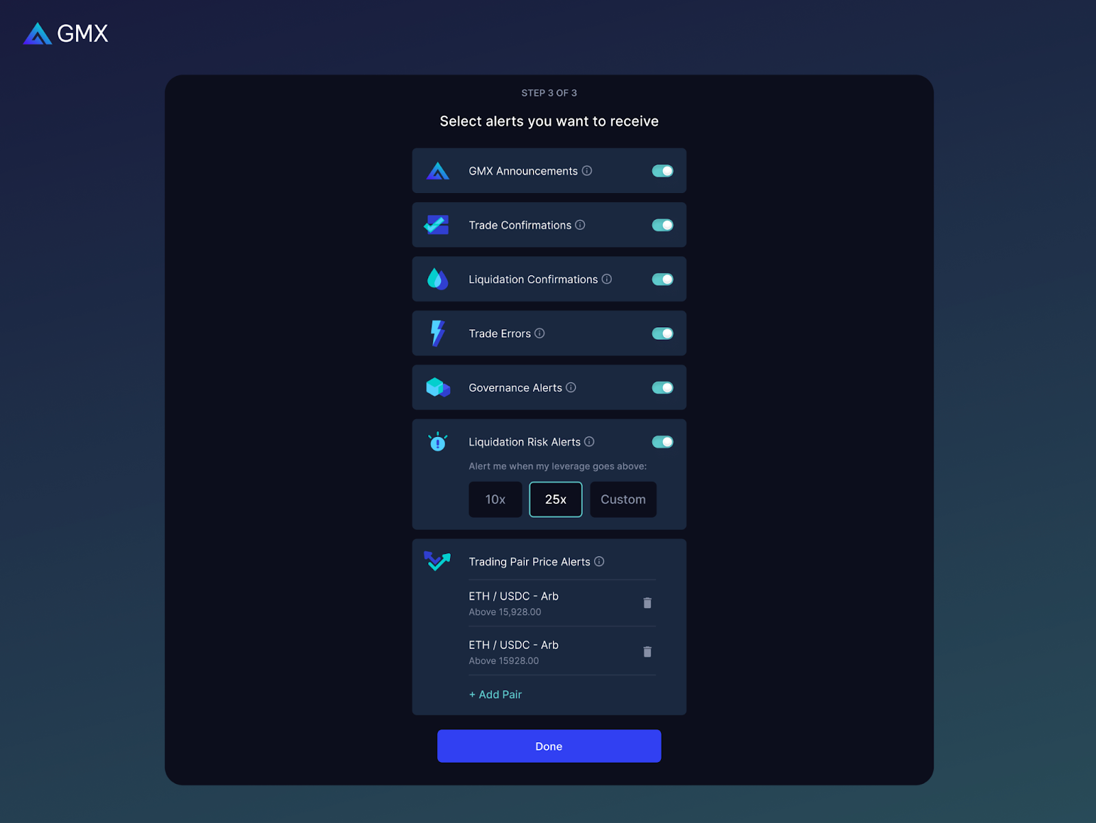 GMX positions management