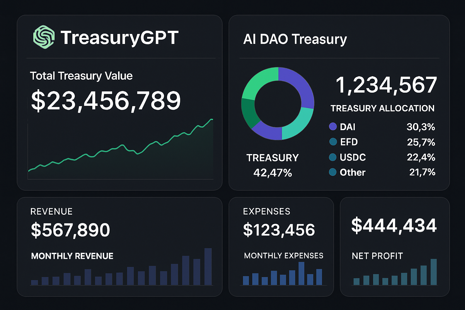 TreasuryGPT AI DAO treasury dashboard