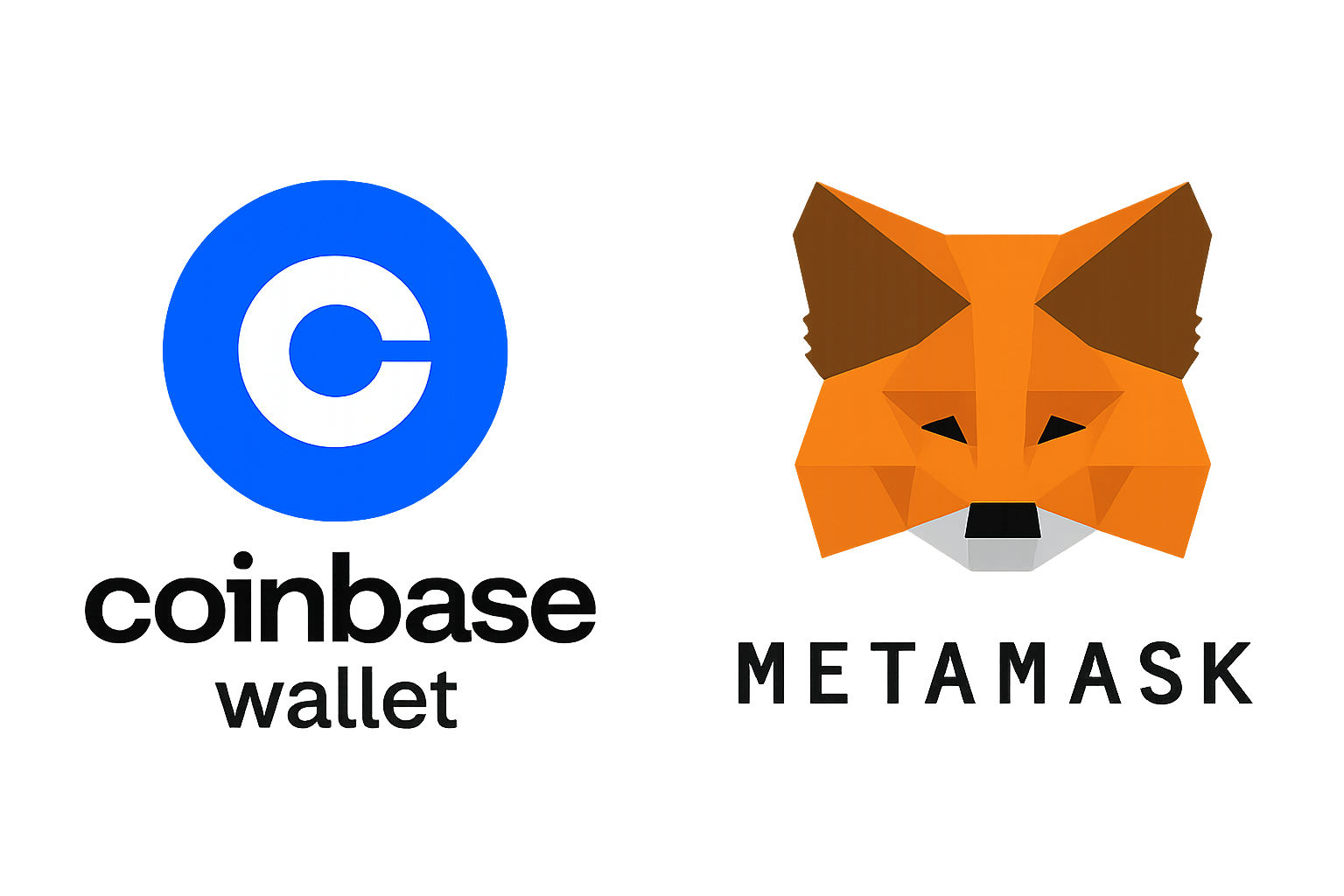 Coinbase Wallet and MetaMask logos