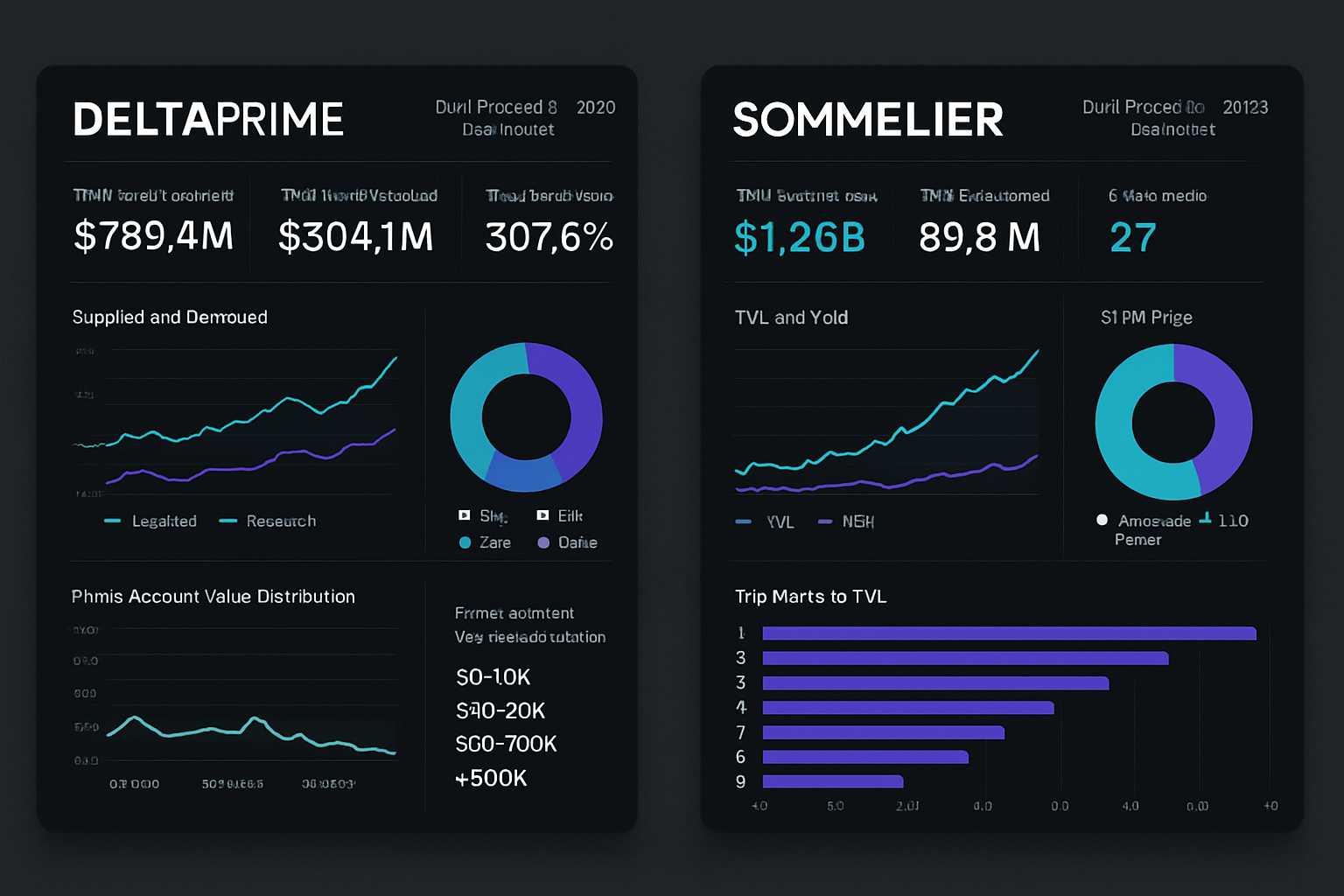 DeltaPrime and Sommelier DeFi protocol dashboards 2025