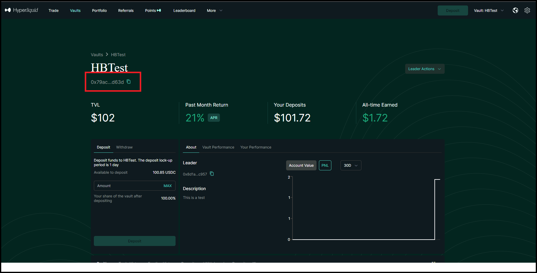 Hyperliquid HLP vault interface screenshot