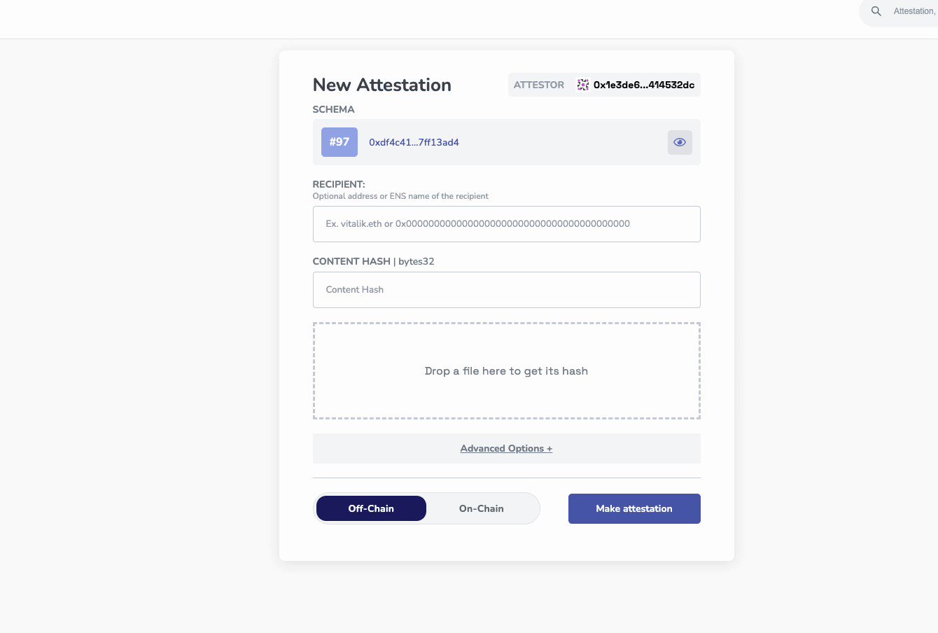 Ethereum Attestation Service dashboard