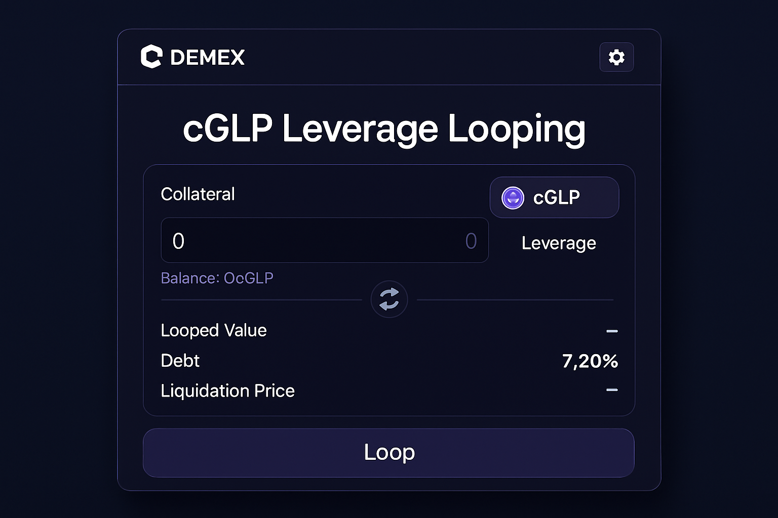 Demex cGLP leverage looping interface