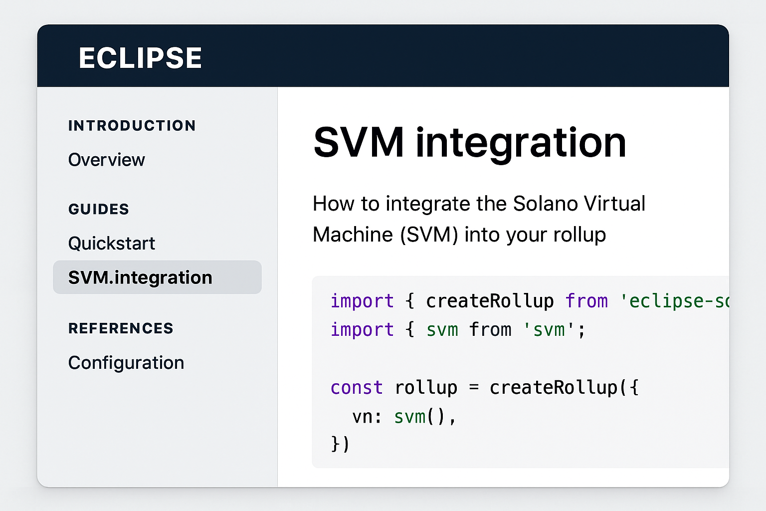 Eclipse Modular Rollup SDK SVM integration screenshot