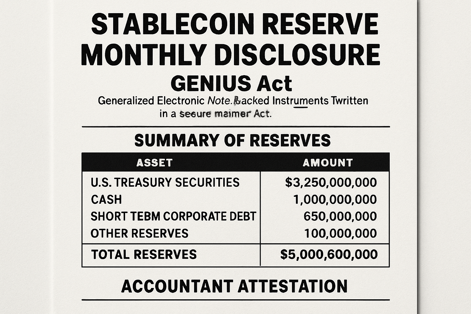 stablecoin reserve monthly disclosure GENIUS Act
