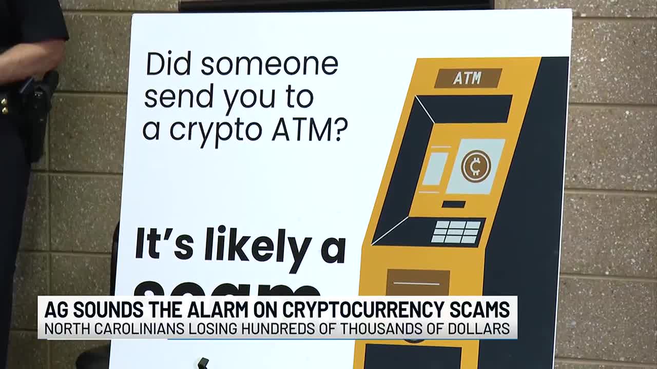 Bitcoin ATM scam warning poster
