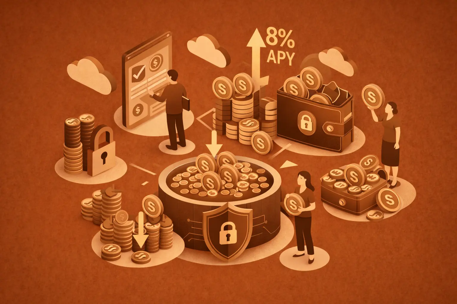 DeFi governance token rewards illustration