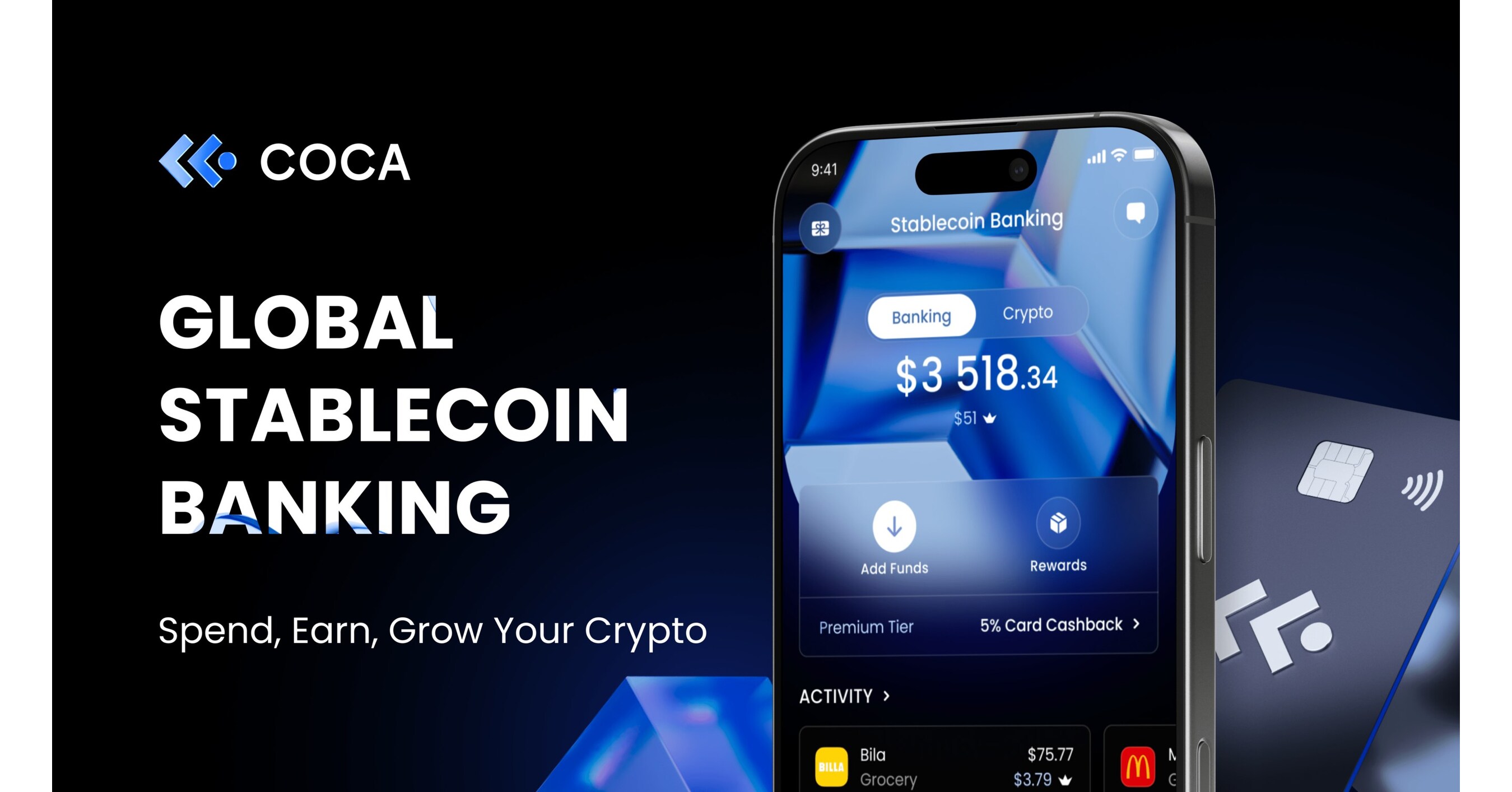COCA crypto Visa card rewards