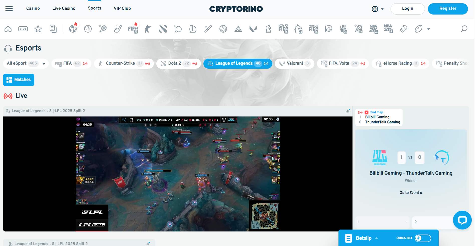 EsportsBet.io and Lucky Block website homepage CS2 betting