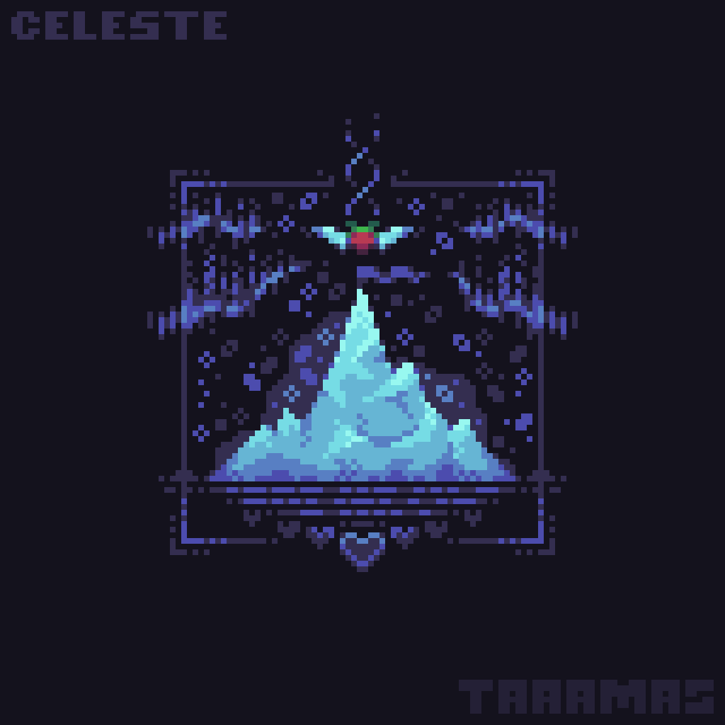Celeste game mountain pixel art