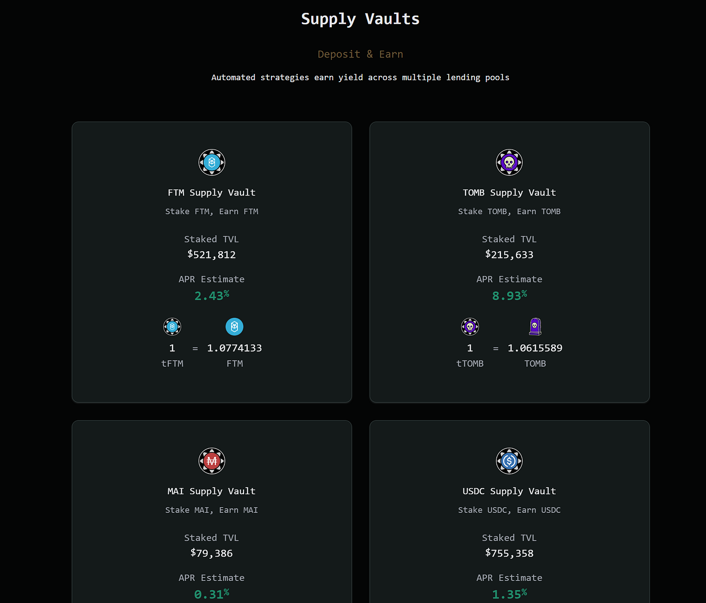 DeFi automated vault interface Solana