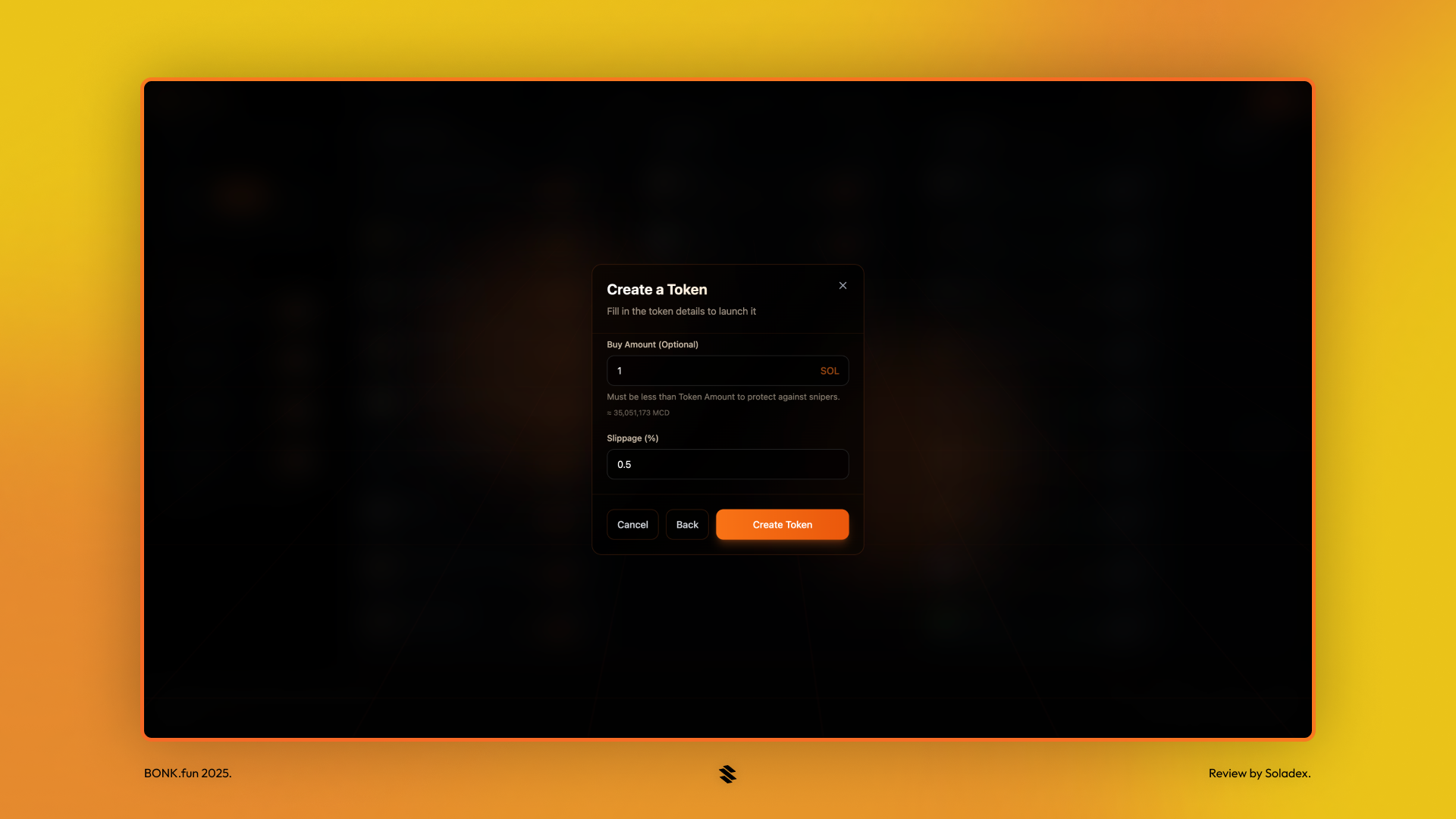 token creation form on Flaunch