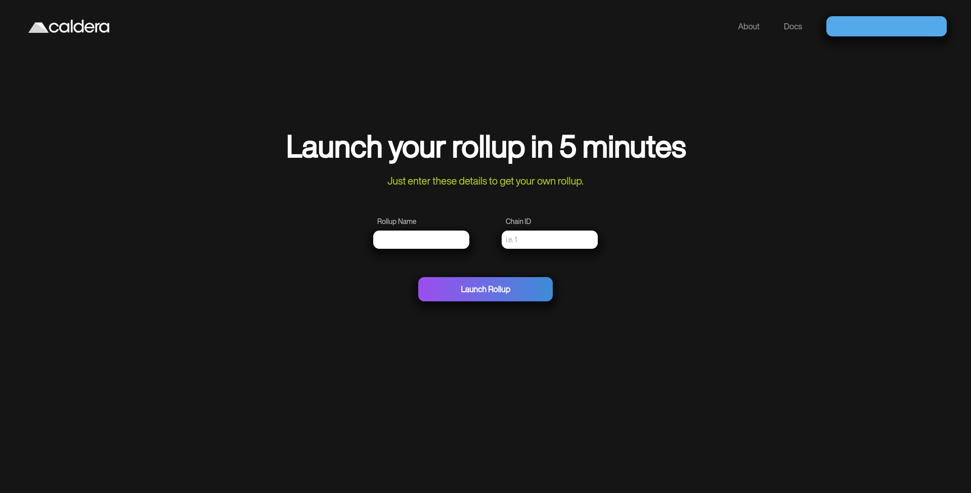Caldera no-code rollup dashboard