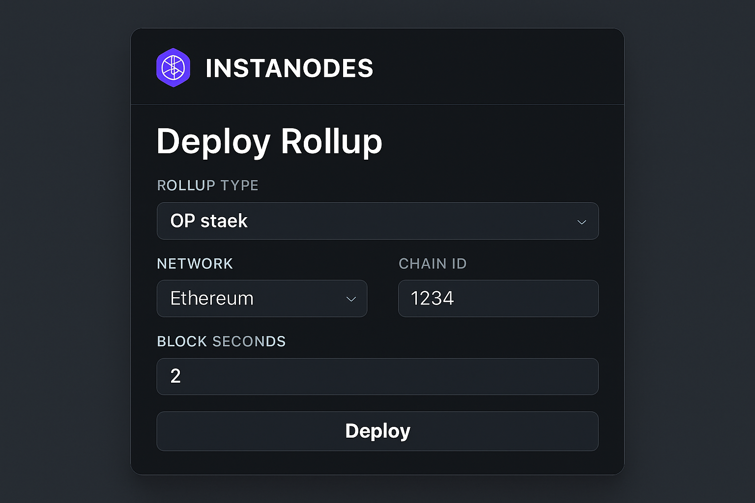 Instanodes rollup deployment interface
