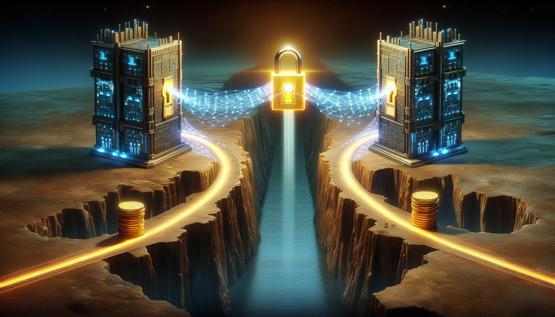 blockchain cross-chain bridge illustration