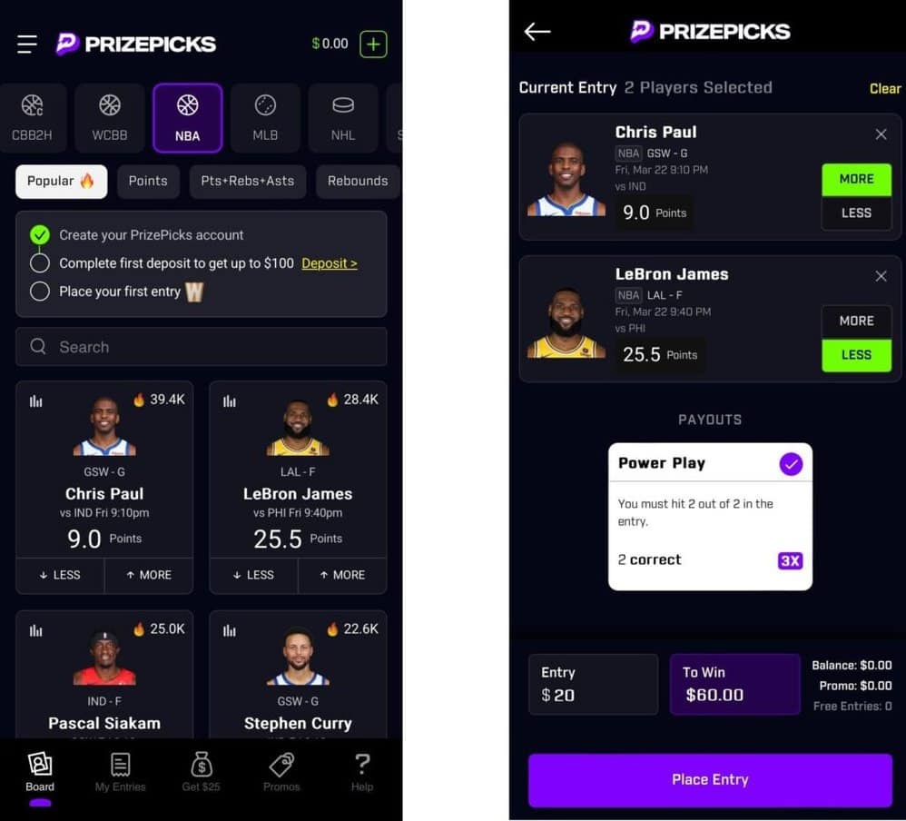 PrizePicks esports multi-pick lineup example
