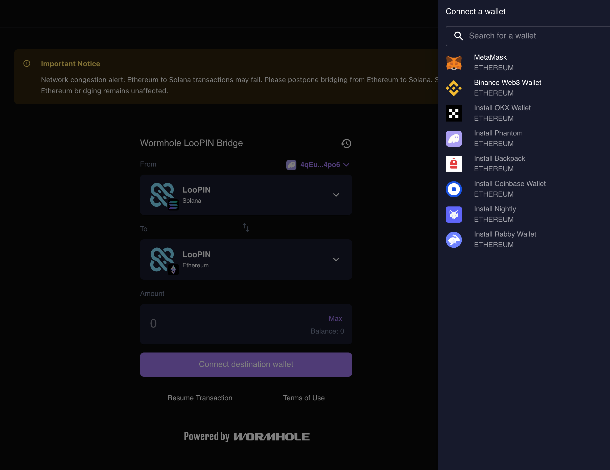 Solana wallet showing bridged ZEC tokens