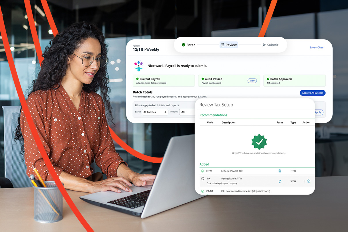 Payroll schedule and tax configuration screen