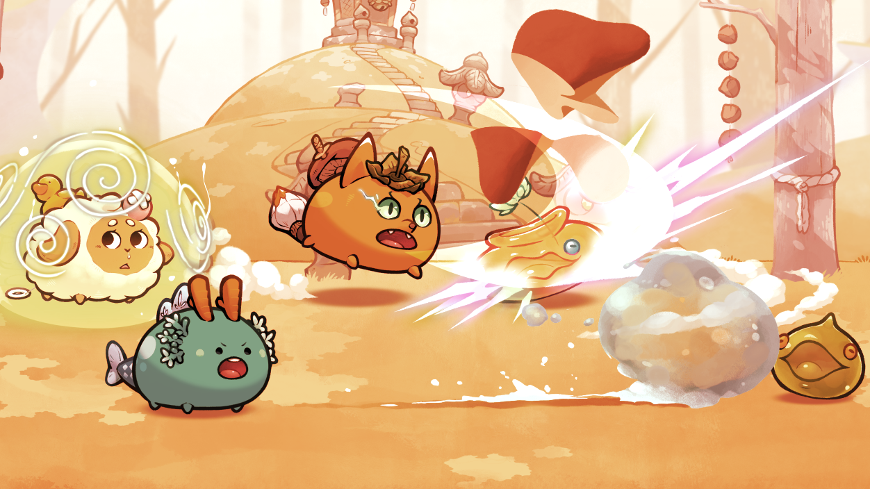 Axie Infinity NFT creatures battling