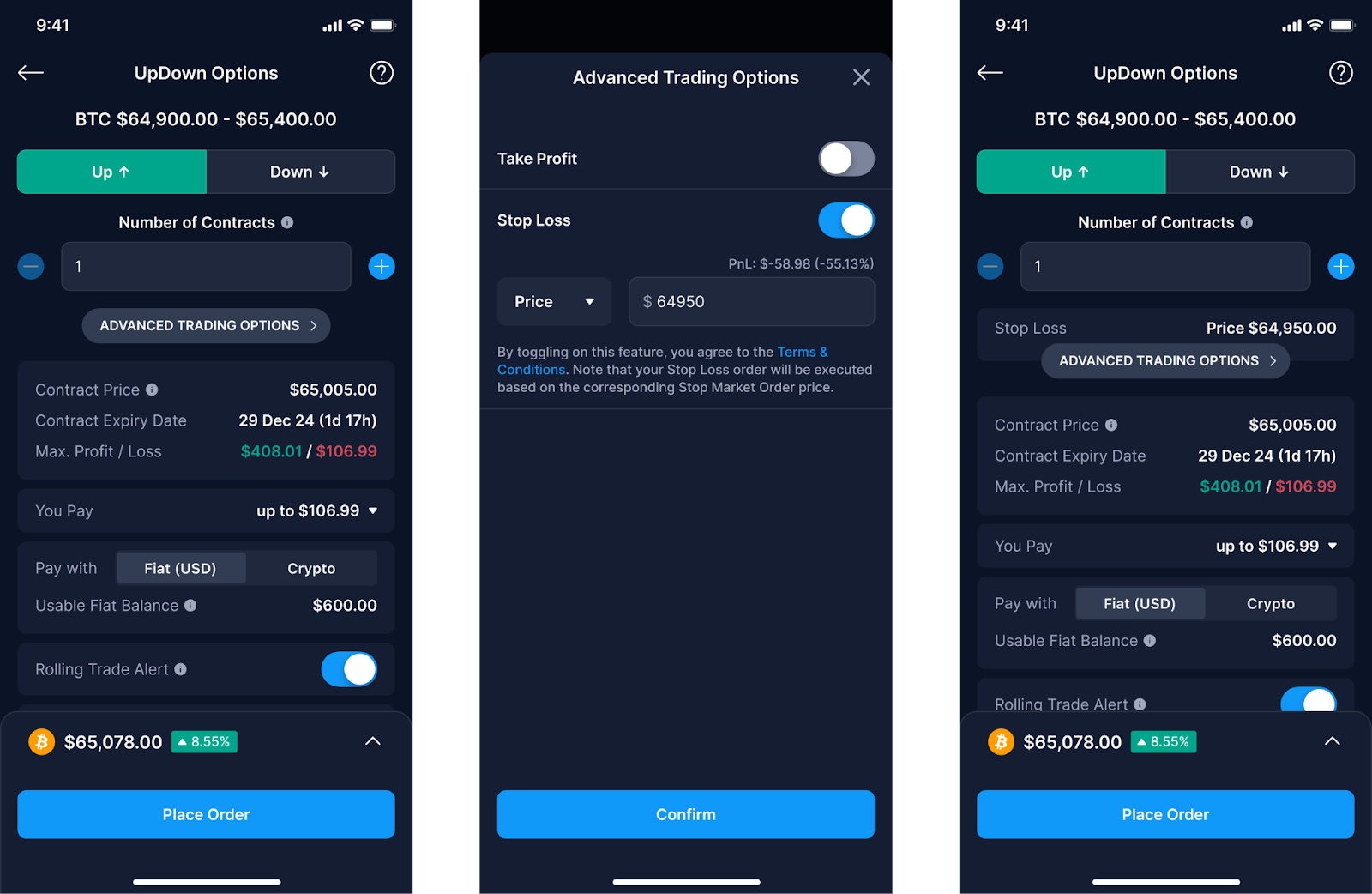 Limit order placement on crypto exchange