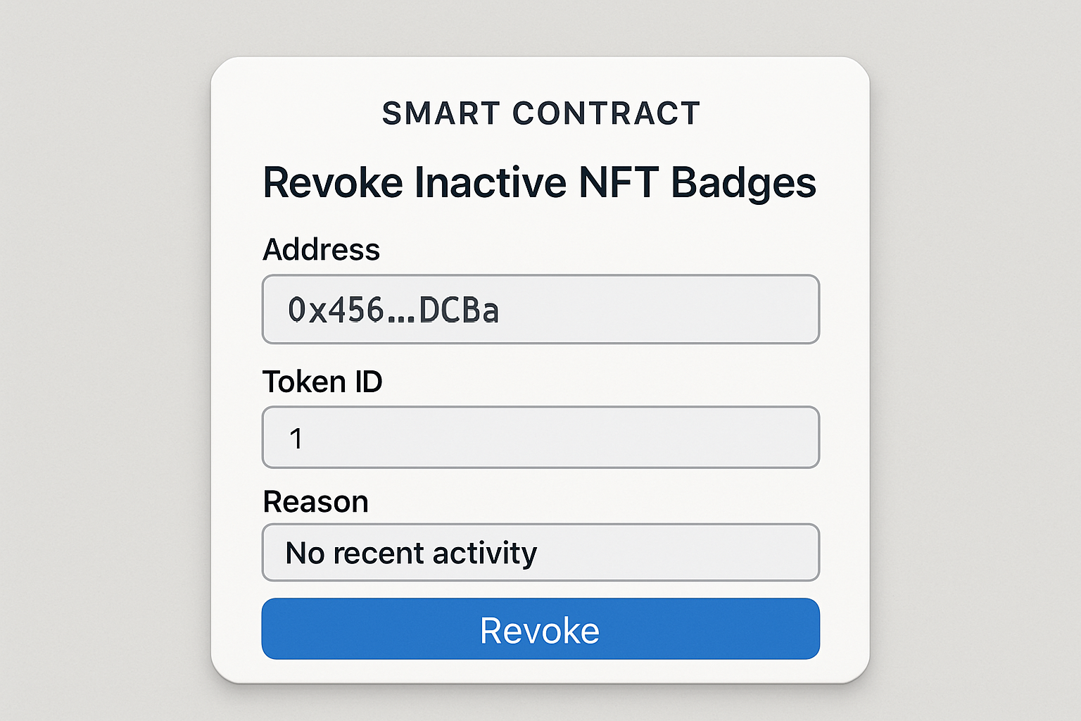 smart contract interface for revoking inactive NFT badges