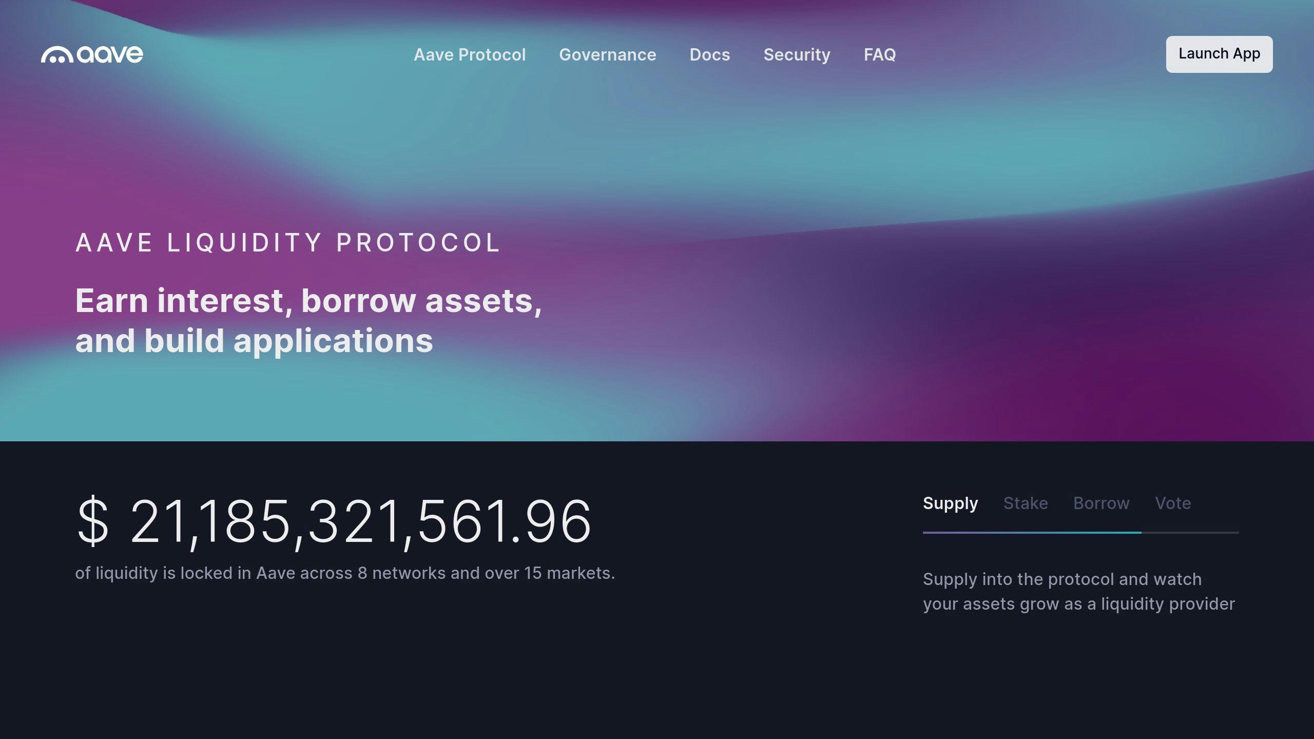 Aave lending dashboard liquidation warning