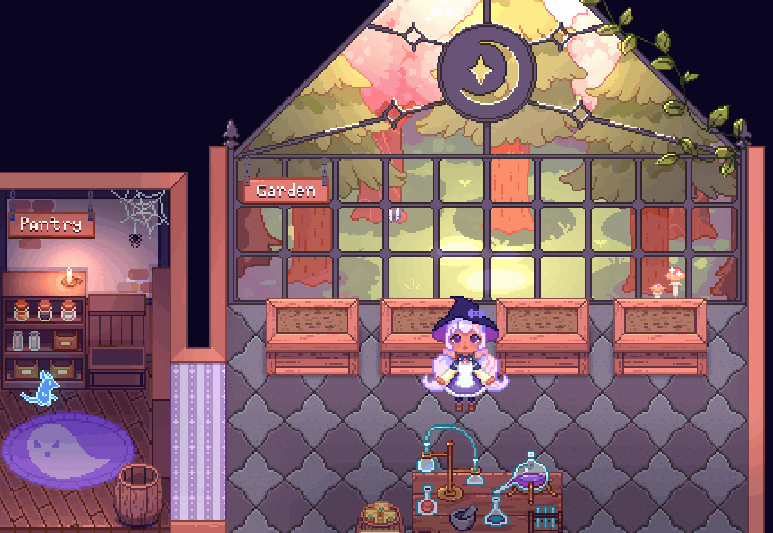 Witch and Lilies pixel art game
