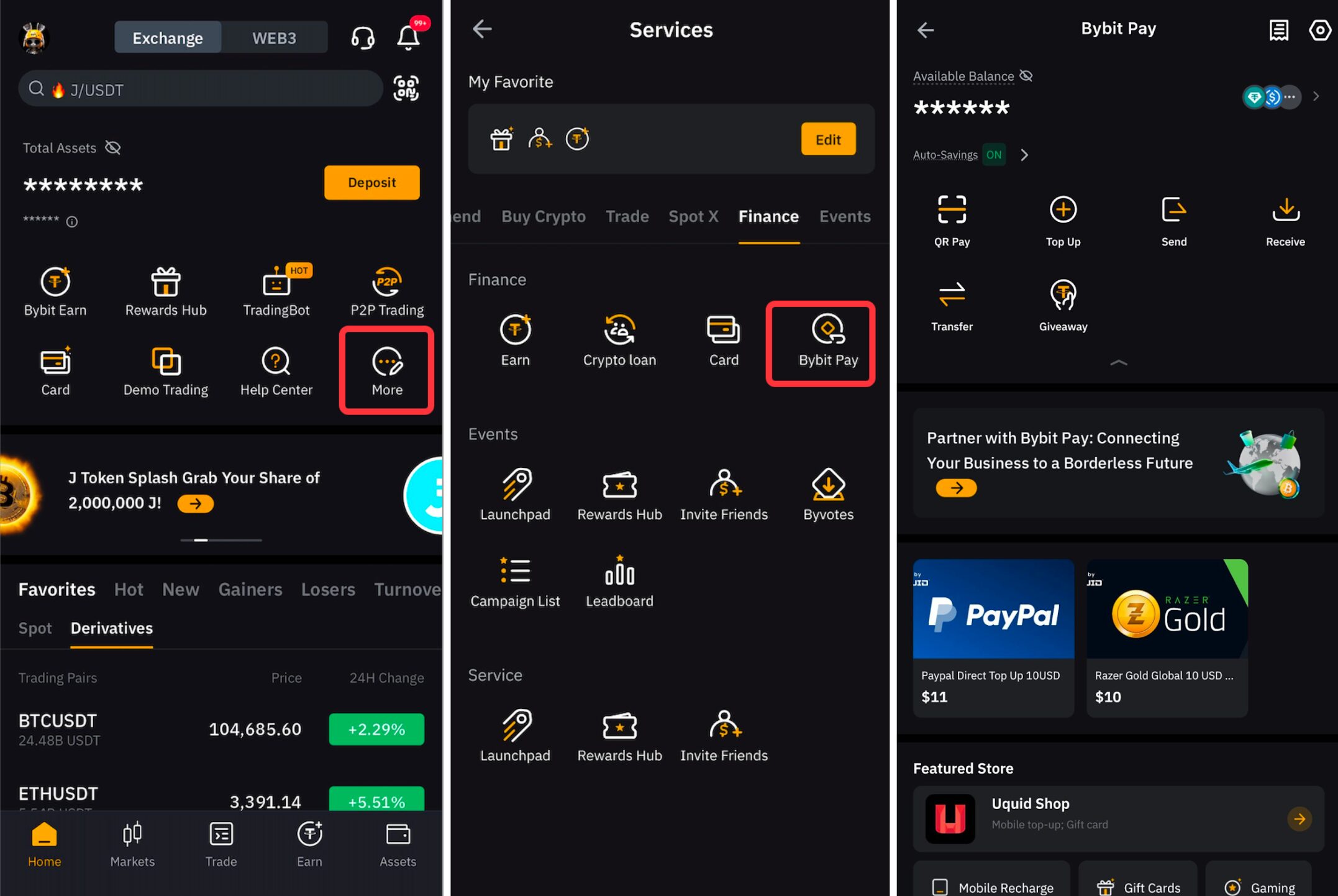 fiat to crypto swap Bybit interface