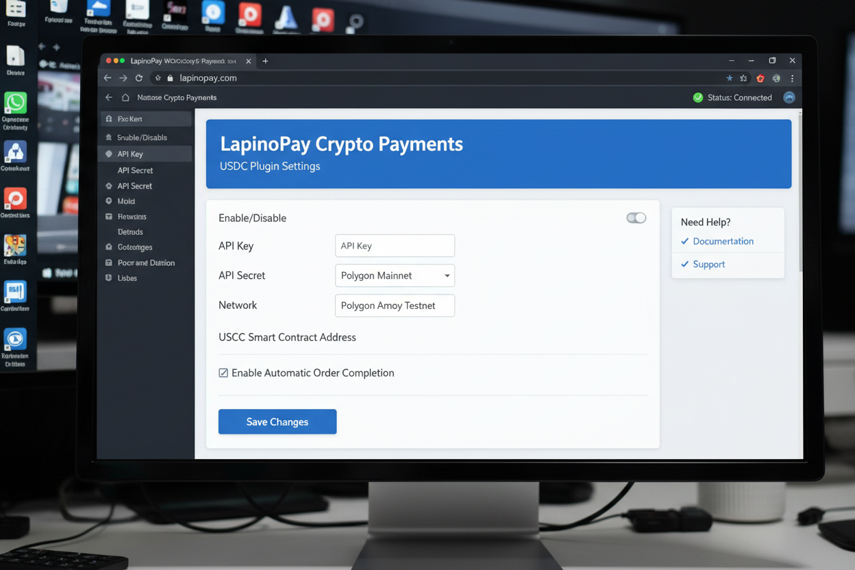 LapinoPay WooCommerce USDC plugin screenshot