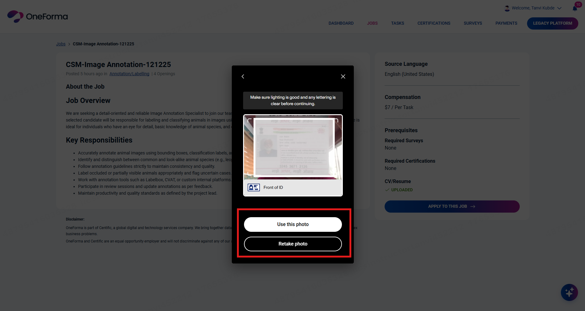 iDenfy verification dashboard